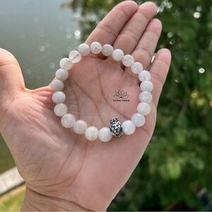 Clear Quartz & Black Tourmaline Bracelet w/ Lion Head Charm